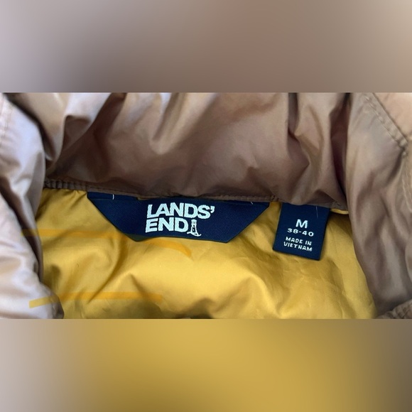 Lands End Mens Down Puffer Vest Medium 38-40 Brown Full Zip Sleeveless Outerwear - Picture 2 of 10